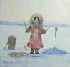 Ahgupuk original Inupiat Eskimo woman fishing