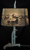 Ahgupuk lamp shade with sled dog scene