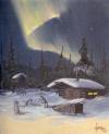 Henne Goodale Alaska cabin and Aurora Borelis