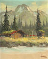 from the Sweeney collection - Henne Goodale Alaska river and cabin scene
